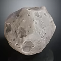 Grayish White Celestial Rock With Pitted Surface On Dark Reflective Background 3d model