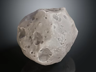 Grayish White Celestial Rock With Pitted Surface On Dark Reflective Background 3d model