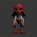 Vibrant Fantasy Dinosaur 3D Render With Red Horns Spiked Frill And Black Body Details