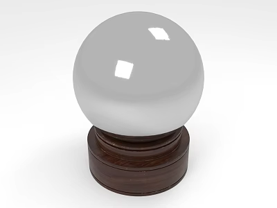 Decorative Ornament Set with White Spherical Top and Dark Wooden Base for Home Decor 3d model