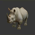White Rhinoceros 3D Model Standing On Dark Background With Realistic Reflection 3d model