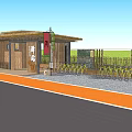 Traditional Wooden Post Station Exterior With Roof Windows And Roadside Grass
