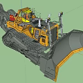 Powerful Large Yellow Tracked Utility Vehicle With Person Standing Nearby