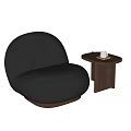 Black Lazy Sofa With Wooden Side Table And Cup Saucer For Cozy Living Room