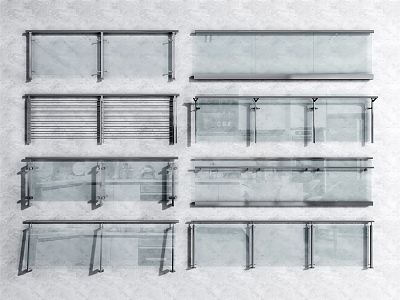 Modern Guardrail Glass Railing Guardrail 3d model