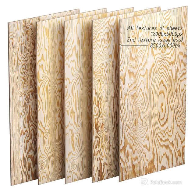 Natural Wood Grain Screen with Textured Sheets 1200x2400mm End Face Design 3d model 