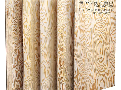Natural Wood Grain Screen with Textured Sheets 1200x2400mm End Face Design 3d model