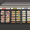 Upright Display Refrigerators Stocked With Assorted Beverages Fruits Vegetables And Goods