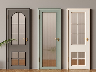 French solid wood single door Changhong glass swing door 3d model