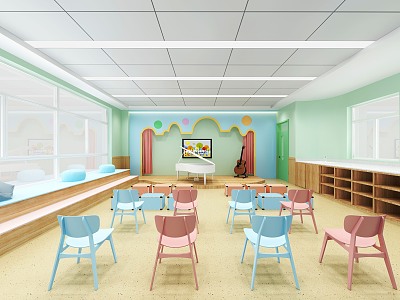 Modern singing tour classroom 3d model