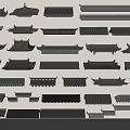 Traditional Chinese Architectural Components With Various Roof Eaves And Tile Structures