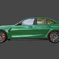 Green BMW M3 Sedan With Black Wheels Red Brake Calipers Luxurious Brown Interior Sporty Design
