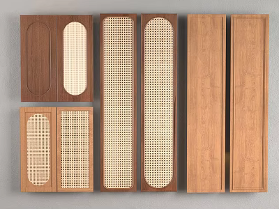 Various Wooden Panels With Perforated And Solid Patterns For Interior Design 3d model