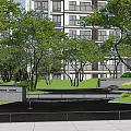 Residential Community Landscape With High Rise Buildings Green Gardens And Pathways