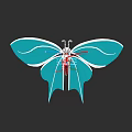 Artistic Butterfly Sculpture Carving With Blue Wings And Red Details