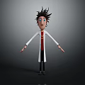 Mad Scientist Character With Spiky Hair And White Lab Coat