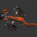 Lego Style Mechanical Dragon Figure With Orange Black Parts And Mechanical Structure