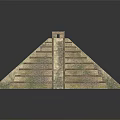 Ancient Step Pyramid Model Featuring Top Temple and Detailed Stone Steps on Black Background 3d model
