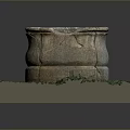 Ancient Circular Stone Well Structure With Rough Texture And Green Grass Around Base 3d model