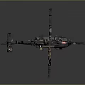 Detailed Military Helicopter With Camouflage Paint Rotor Blades And Dark Background Design