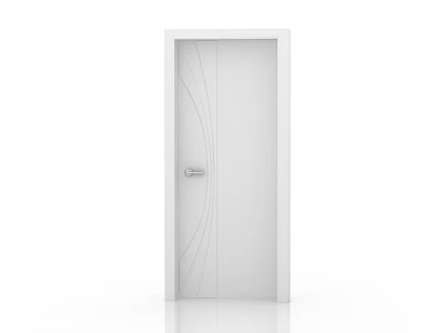 White Modern Interior Door With Curved Lines And Silver Handle Design 3d model