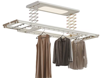Smart Clothes Drying Rack With Retractable Design LED Light And Hanging Clothes 3d model