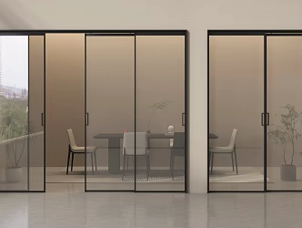 Glass sliding door Galley door 3d model