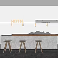 Modern reception desk bar background wall 3d model
