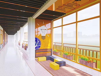 Modern aisle corridor 3d model