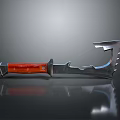 Stylish Tactical Weapon With Red Handle And Serrated Metal Blade Design