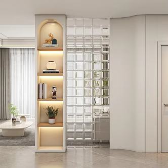 Modern cream style porch aisle partition 3d model
