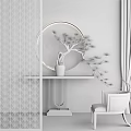 New Chinese style end view table pendant single chair combination 3d model