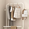 Practical White Multi Tiered Clothing Rack For Hanging Clothes And Storing Bedding Items 3d model