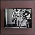 Black and White Zebra Animal Painting With Wall Background And Framed Artwork