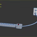 White Computer Power Strip With Multiple Outlets Red Switch Connected To Wall Socket 3d model