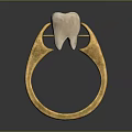 Golden Fashion Ring With Unique Tooth Decoration And Smooth Design