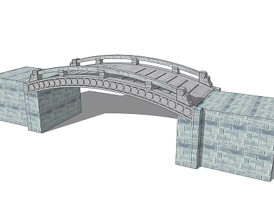 Scenic Landscape Bridge with Arch Structure Stone Masonry Piers Ornate Railings and Classic Design 3d model