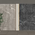 Modern Interior Stone Wall With Marble And Stacked Stone Slabs Green Plant On Wooden Floor