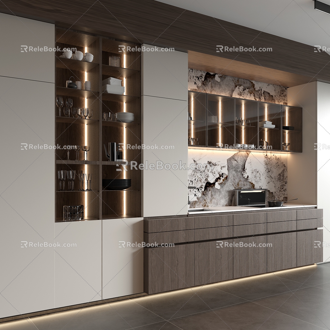 Modern Sideboard Dining Cabinet Restaurant Wine Cabinet Decorative Cabinet 3d model