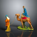 Decorative Three Wise Men Camel Statues On Wooden Display Cabinet