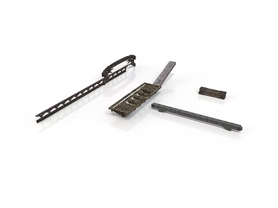Mechanical Equipment Metal Parts Including Long Strip Perforated And Flat Components 3d model