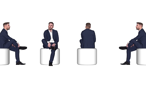 Business Male Office Figure Sitting Men Suit Men 3d model