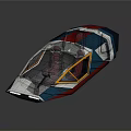 Futuristic Car With Red Blue Silver Color Scheme And Geometric Body Design