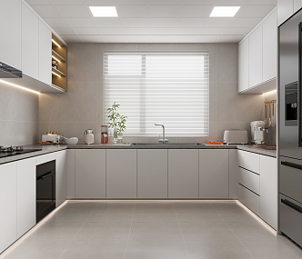 Modern Kitchen Home Enclosed Kitchen Cabinet Kitchenware 3d model