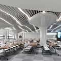 Modern Conference Room Interior Design With Long Tables Comfortable Chairs And Large Wall Screens