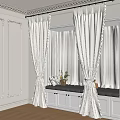 Cozy Window Corner With White Lace Curtains Beige Walls Bench Plant And Basket