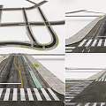 Municipal Road Design With Intersection Lane Markings And Zebra Crossings