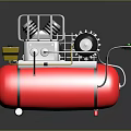 Industrial Air Compressor With Red Air Tank Motor Yellow Component Black Handle And Wheels