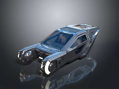 Futuristic Sleek Silver Car With Transparent Roof Unique Doors And Metallic Finish 3d model
