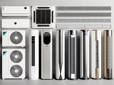 Various Types Of Air Conditioners And Fans With Modern Design For Home Use 3d model